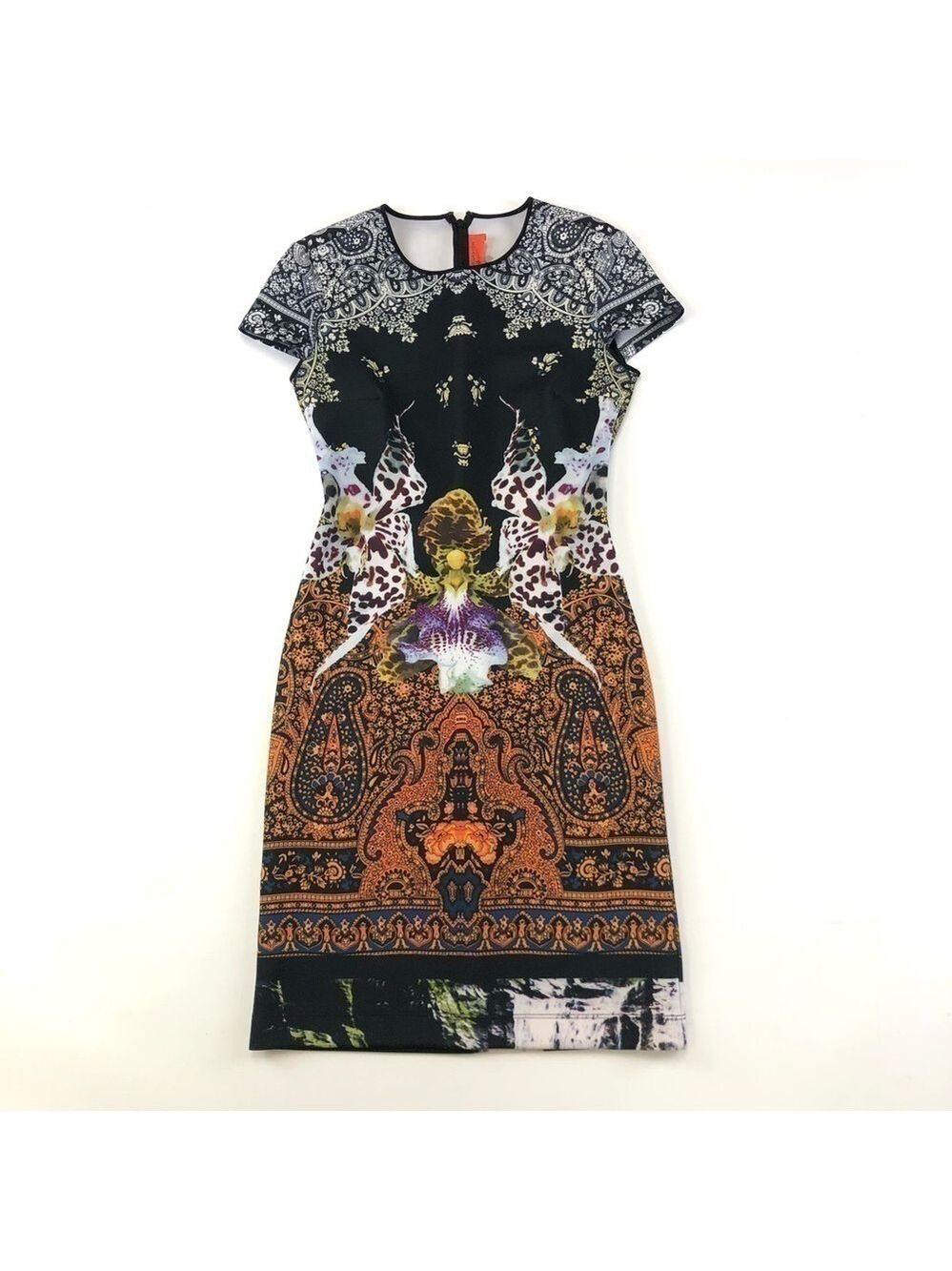 Clover Canyon scuba print dress short sleeve stretch print Size Small